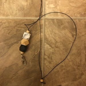 🌸Black & White Beaded Lanyard